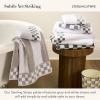 MACKENZIE-CHILDS Hand Towel, Cute Decorative Hand Towel for Bathroom and Kitchen, Rainbow Micro Check(Sterling Stripe)