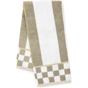 MACKENZIE-CHILDS Hand Towel, Cute Decorative Hand Towel for Bathroom and Kitchen, Rainbow Micro Check(Mocha Stripe)