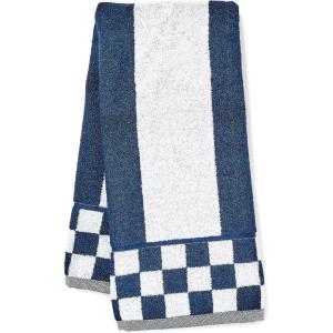 MACKENZIE-CHILDS Hand Towel, Cute Decorative Hand Towel for Bathroom and Kitchen, Rainbow Micro Check(Navy Stripe)