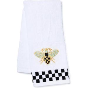 MACKENZIE-CHILDS Hand Towel, Cute Decorative Hand Towel for Bathroom and Kitchen, Rainbow Micro Check(Queen Bee Check)