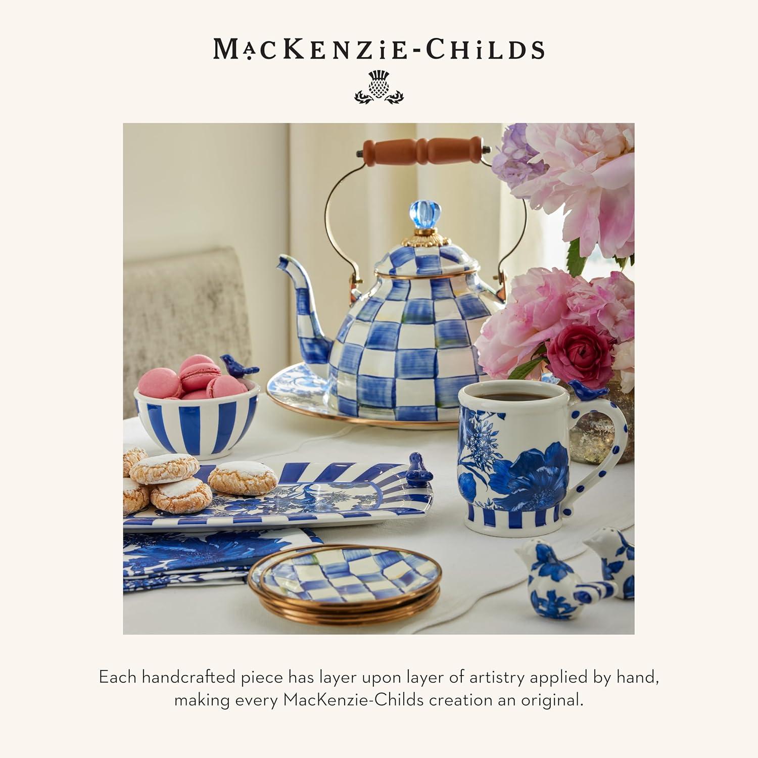 image:imageMACKENZIECHILDS Enamel Round Tray Unique Serving Platter for Food and Drinks BrownandWhite Mocha CheckRoyal Check