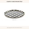 MACKENZIE-CHILDS Enamel Round Tray, Unique Serving Platter for Food and Drinks, Brown-and-White Mocha Check(Courtly Check)