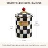 MACKENZIE-CHILDS Medium Enamel Canister, Kitchen Storage Container with Lid, Brown-and-White Mocha Check(Courtly Check)