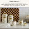 MACKENZIE-CHILDS Medium Enamel Canister, Kitchen Storage Container with Lid, Brown-and-White Mocha Check(Mocha Check)