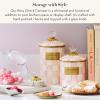 MACKENZIE-CHILDS Medium Enamel Canister, Kitchen Storage Container with Lid, Brown-and-White Mocha Check(Rosy Check)