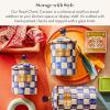 MACKENZIE-CHILDS Medium Enamel Canister, Kitchen Storage Container with Lid, Brown-and-White Mocha Check(Royal Check)