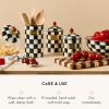 MACKENZIE-CHILDS Small Enamel Canister, Kitchen Storage Container with Lid, Brown-and-White Mocha Check(Courtly Check)