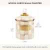 MACKENZIE-CHILDS Small Enamel Canister, Kitchen Storage Container with Lid, Brown-and-White Mocha Check(Mocha Check)