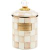 MACKENZIE-CHILDS Medium Enamel Canister, Kitchen Storage Container with Lid, Brown-and-White Mocha Check(Mocha Check)