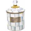 MACKENZIE-CHILDS Small Enamel Canister, Kitchen Storage Container with Lid, Brown-and-White Mocha Check(Sterling Check)
