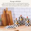 MACKENZIE-CHILDS Large Enamel Canister, Kitchen Storage Container with Lid, Brown-and-White Mocha Check(Courtly Check)
