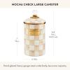 MACKENZIE-CHILDS Large Enamel Canister, Kitchen Storage Container with Lid, Brown-and-White Mocha Check(Mocha Check)