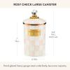 MACKENZIE-CHILDS Large Enamel Canister, Kitchen Storage Container with Lid, Brown-and-White Mocha Check(Rosy Check)