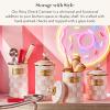 MACKENZIE-CHILDS Large Enamel Canister, Kitchen Storage Container with Lid, Brown-and-White Mocha Check(Rosy Check)