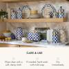 MACKENZIE-CHILDS Large Enamel Canister, Kitchen Storage Container with Lid, Brown-and-White Mocha Check(Royal Check)
