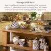 MACKENZIE-CHILDS Large Enamel Canister, Kitchen Storage Container with Lid, Brown-and-White Mocha Check(Violet Check)