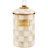 MACKENZIE-CHILDS Large Enamel Canister, Kitchen Storage Container with Lid, Brown-and-White Mocha Check(Mocha Check)