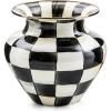MACKENZIE-CHILDS Enamel Large Vase, Unique Flower-Vase Decor, Brown-and-White Mocha Check(Courtly Check)
