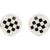MACKENZIE-CHILDS Set of 2 Silver-Plated Knobs, Decorative Drawer Pull Knobs, Black-and-White Check