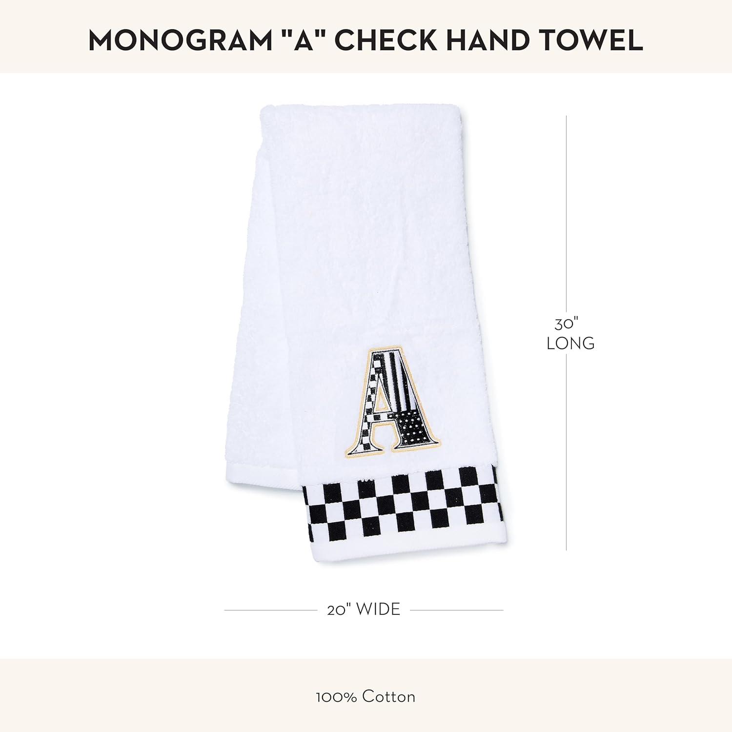 image:imageMACKENZIECHILDS Monogram Cotton Hand Towel Cute BlackandWhite Decorative Monogrammed Hand Towel for Bathroom or Kitchen TA