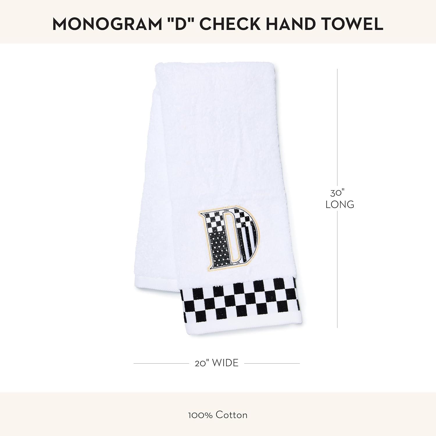 image:imageMACKENZIECHILDS Monogram Cotton Hand Towel Cute BlackandWhite Decorative Monogrammed Hand Towel for Bathroom or Kitchen TD