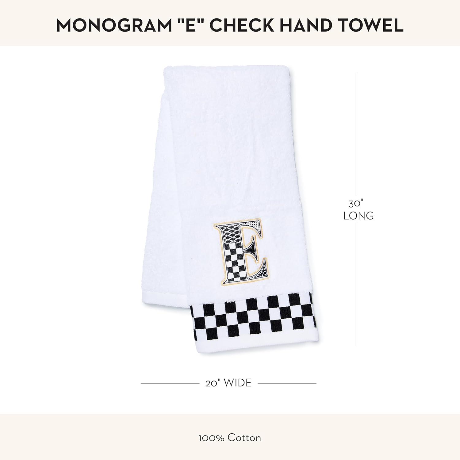 image:imageMACKENZIECHILDS Monogram Cotton Hand Towel Cute BlackandWhite Decorative Monogrammed Hand Towel for Bathroom or Kitchen TE