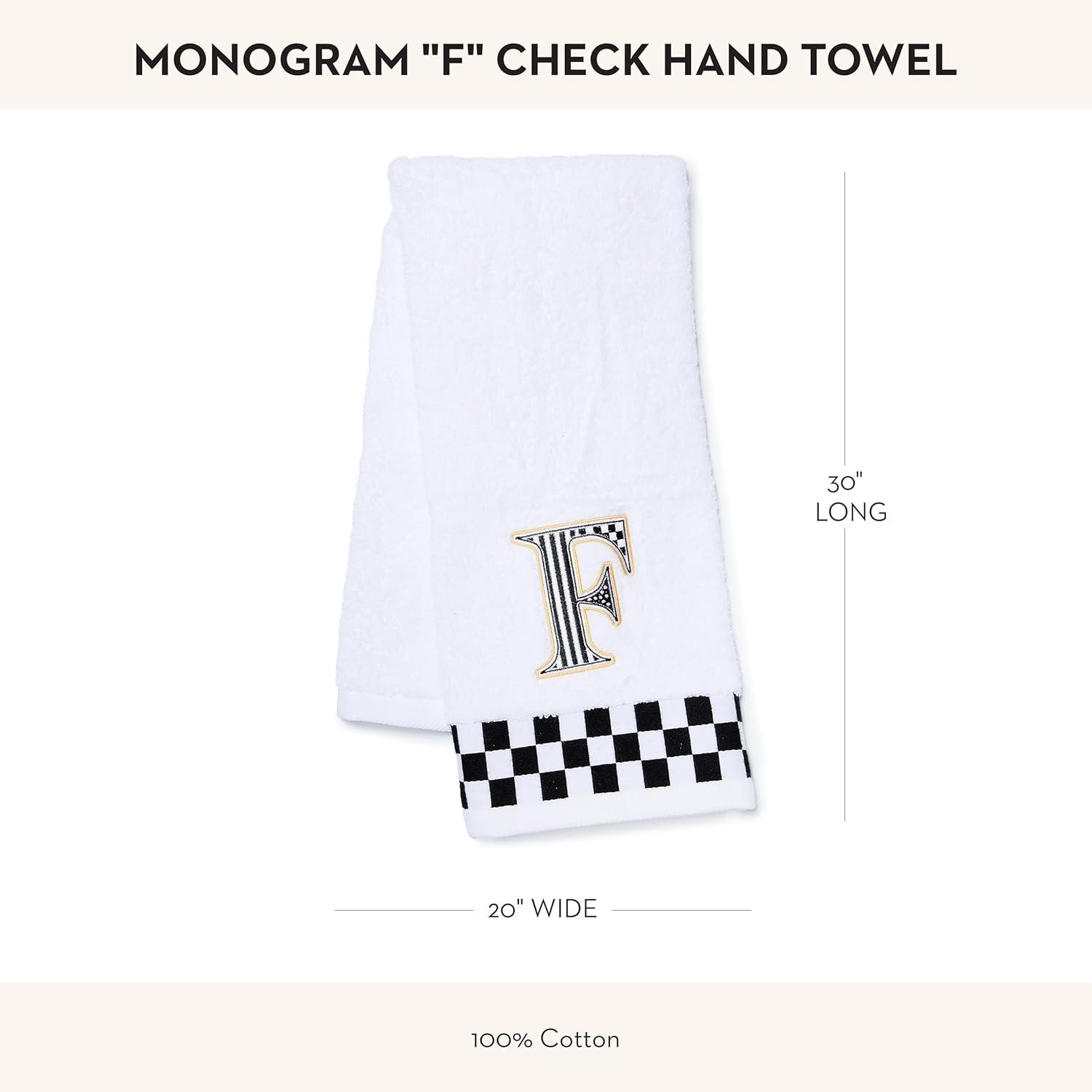 image:imageMACKENZIECHILDS Monogram Cotton Hand Towel Cute BlackandWhite Decorative Monogrammed Hand Towel for Bathroom or Kitchen TF