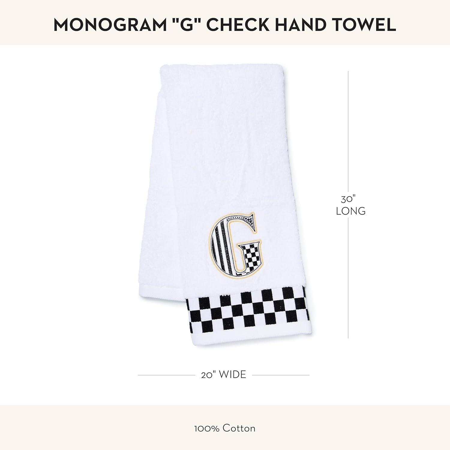 image:imageMACKENZIECHILDS Monogram Cotton Hand Towel Cute BlackandWhite Decorative Monogrammed Hand Towel for Bathroom or Kitchen TG