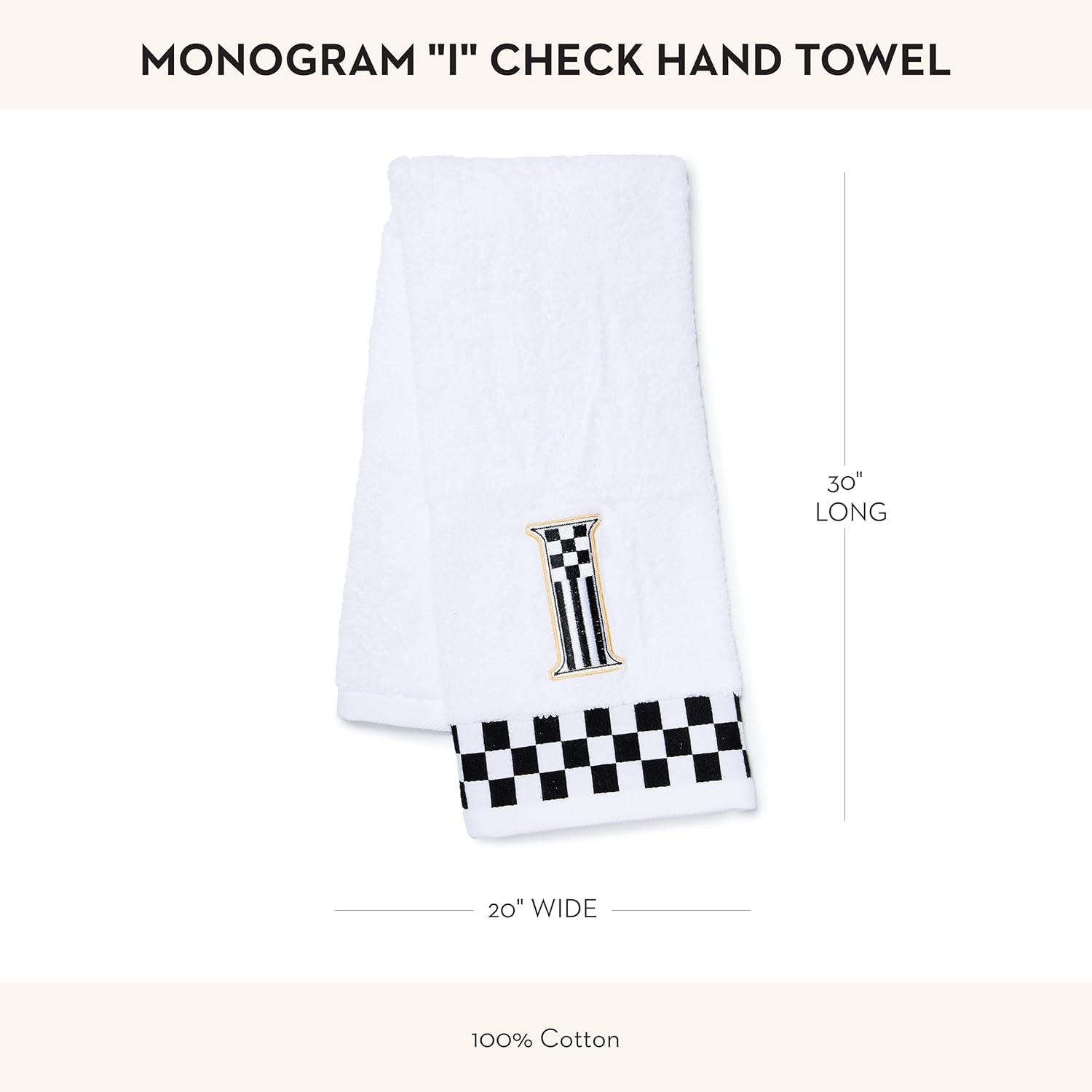 image:imageMACKENZIECHILDS Monogram Cotton Hand Towel Cute BlackandWhite Decorative Monogrammed Hand Towel for Bathroom or Kitchen TI