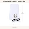 MACKENZIE-CHILDS Monogram Cotton Hand Towel, Cute Black-and-White Decorative Monogrammed Hand Towel for Bathroom or Kitchen, T(G)
