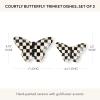 MACKENZIE-CHILDS Set of 2 Ceramic Trinket Dishes, Decorative Bowls and Jewelry Holders, Black-and-White Courtly Butterfly(Courtly Butterfly)