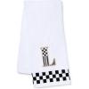 MACKENZIE-CHILDS Monogram Cotton Hand Towel, Cute Black-and-White Decorative Monogrammed Hand Towel for Bathroom or Kitchen, T(L)