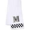 MACKENZIE-CHILDS Monogram Cotton Hand Towel, Cute Black-and-White Decorative Monogrammed Hand Towel for Bathroom or Kitchen, T(M)