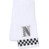MACKENZIE-CHILDS Monogram Cotton Hand Towel, Cute Black-and-White Decorative Monogrammed Hand Towel for Bathroom or Kitchen, T(N)