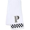 MACKENZIE-CHILDS Monogram Cotton Hand Towel, Cute Black-and-White Decorative Monogrammed Hand Towel for Bathroom or Kitchen, T(P)