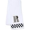 MACKENZIE-CHILDS Monogram Cotton Hand Towel, Cute Black-and-White Decorative Monogrammed Hand Towel for Bathroom or Kitchen, T(R)