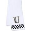 MACKENZIE-CHILDS Monogram Cotton Hand Towel, Cute Black-and-White Decorative Monogrammed Hand Towel for Bathroom or Kitchen, T(U)