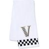 MACKENZIE-CHILDS Monogram Cotton Hand Towel, Cute Black-and-White Decorative Monogrammed Hand Towel for Bathroom or Kitchen, T(V)