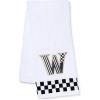 MACKENZIE-CHILDS Monogram Cotton Hand Towel, Cute Black-and-White Decorative Monogrammed Hand Towel for Bathroom or Kitchen, T(W)