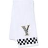MACKENZIE-CHILDS Monogram Cotton Hand Towel, Cute Black-and-White Decorative Monogrammed Hand Towel for Bathroom or Kitchen, T(Y)