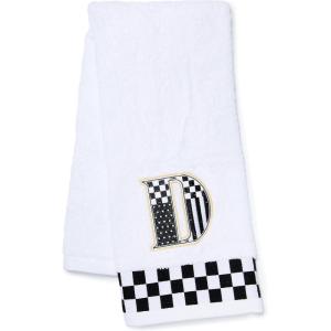 MACKENZIE-CHILDS Monogram Cotton Hand Towel, Cute Black-and-White Decorative Monogrammed Hand Towel for Bathroom or Kitchen, T(D)