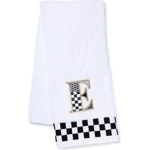 MACKENZIE-CHILDS Monogram Cotton Hand Towel, Cute Black-and-White Decorative Monogrammed Hand Towel for Bathroom or Kitchen, T(E)