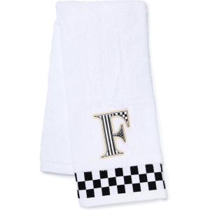 MACKENZIE-CHILDS Monogram Cotton Hand Towel, Cute Black-and-White Decorative Monogrammed Hand Towel for Bathroom or Kitchen, T(F)