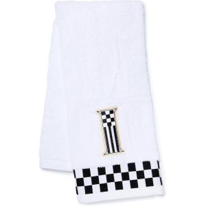 MACKENZIE-CHILDS Monogram Cotton Hand Towel, Cute Black-and-White Decorative Monogrammed Hand Towel for Bathroom or Kitchen, T(I)