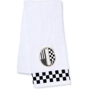 MACKENZIE-CHILDS Monogram Cotton Hand Towel, Cute Black-and-White Decorative Monogrammed Hand Towel for Bathroom or Kitchen, T(O)