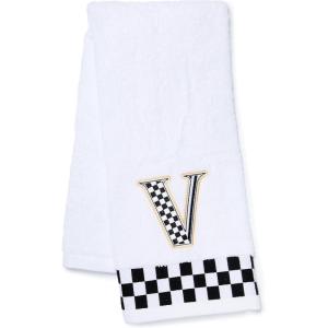 MACKENZIE-CHILDS Monogram Cotton Hand Towel, Cute Black-and-White Decorative Monogrammed Hand Towel for Bathroom or Kitchen, T(V)
