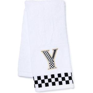 MACKENZIE-CHILDS Monogram Cotton Hand Towel, Cute Black-and-White Decorative Monogrammed Hand Towel for Bathroom or Kitchen, T(Y)
