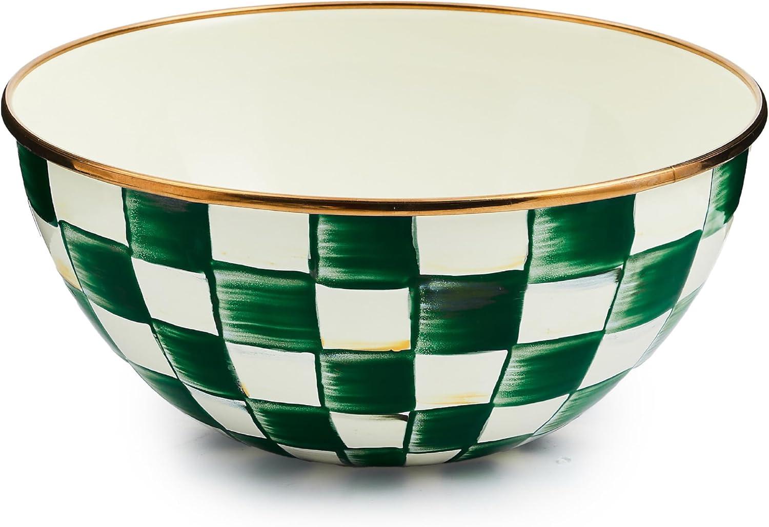 image:imageMACKENZIECHILDS Everyday Bowl Serving Bowl for Entertaining Small PurpleandWhite Violet CheckEmerald Check