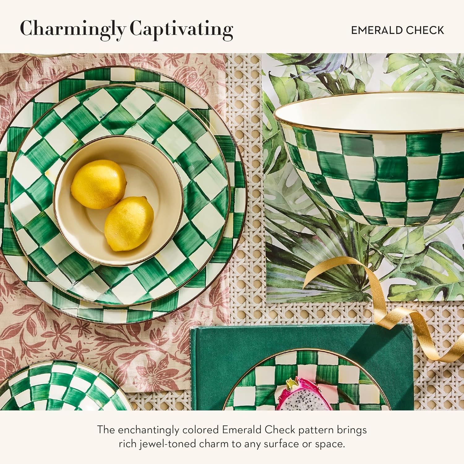 image:imageMACKENZIECHILDS Everyday Bowl Serving Bowl for Entertaining Small PurpleandWhite Violet CheckEmerald Check