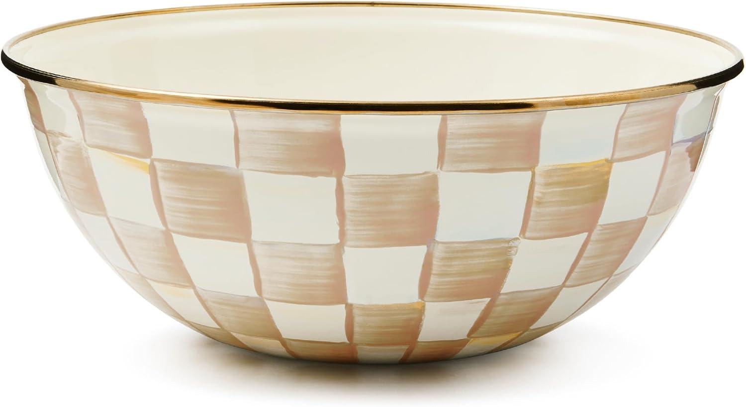 image:imageMACKENZIECHILDS Everyday Bowl Serving Bowl for Entertaining Small PurpleandWhite Violet CheckMocha Check